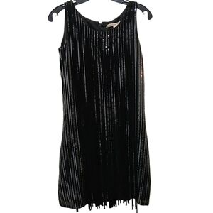 Black XS Sequin Fringe Flapper Dress Chelsea & Violet